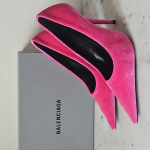 BALENCIAGA: NWT Vibrant Pink Velvet 110 Knife Heels